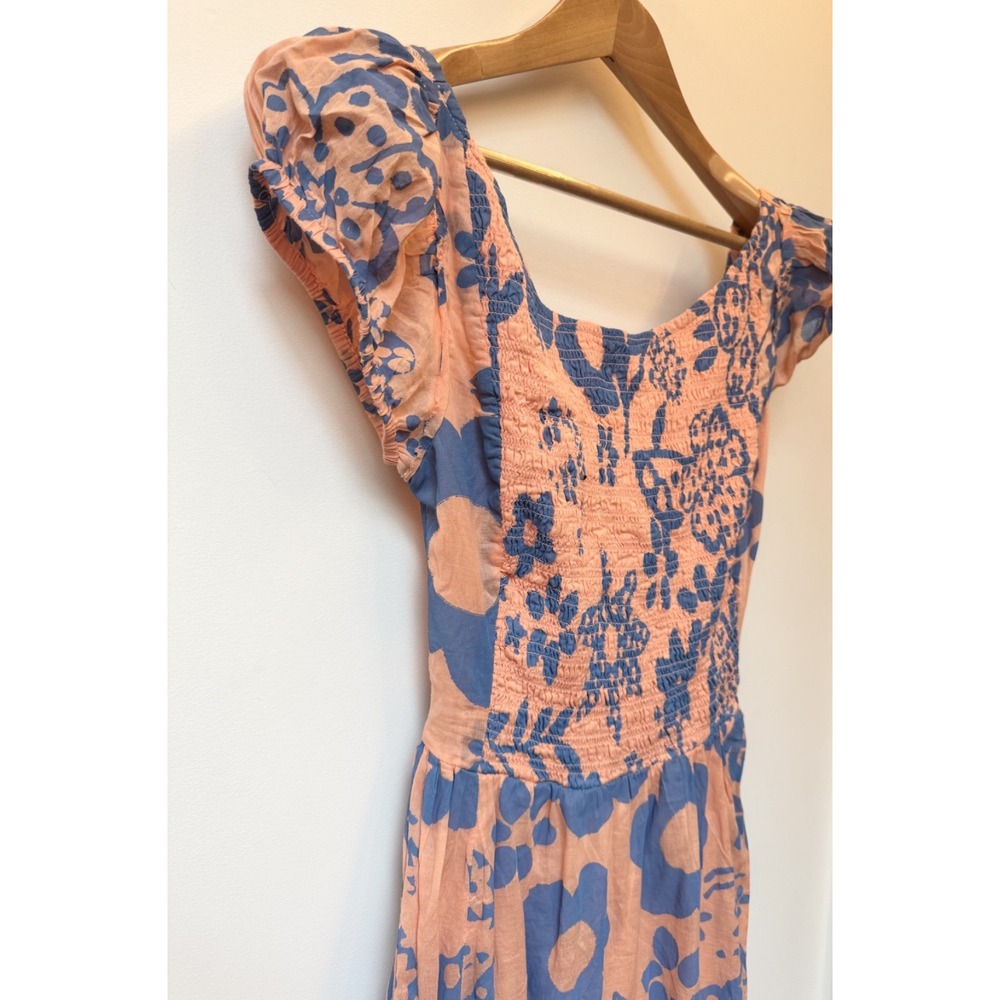Free People Cottage Core Milk Maid Boho Women's Pink & Blue Maxi Dress NWT Sz S - Picture 3 of 5